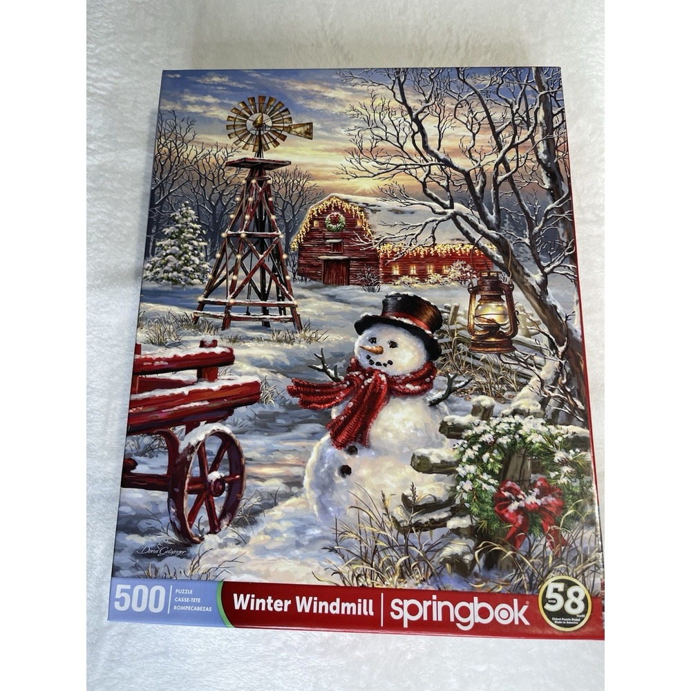 Springbok Jigsaw Puzzle 500 Pieces Winter Windmill Farm By Dona Gelsinger